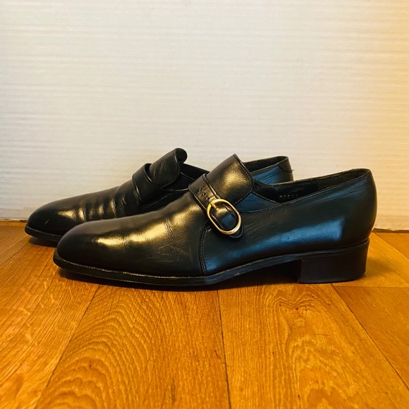 Vintage Men\'s Bullock & Jones Black Leather Oxford Loafers, 8.5.
